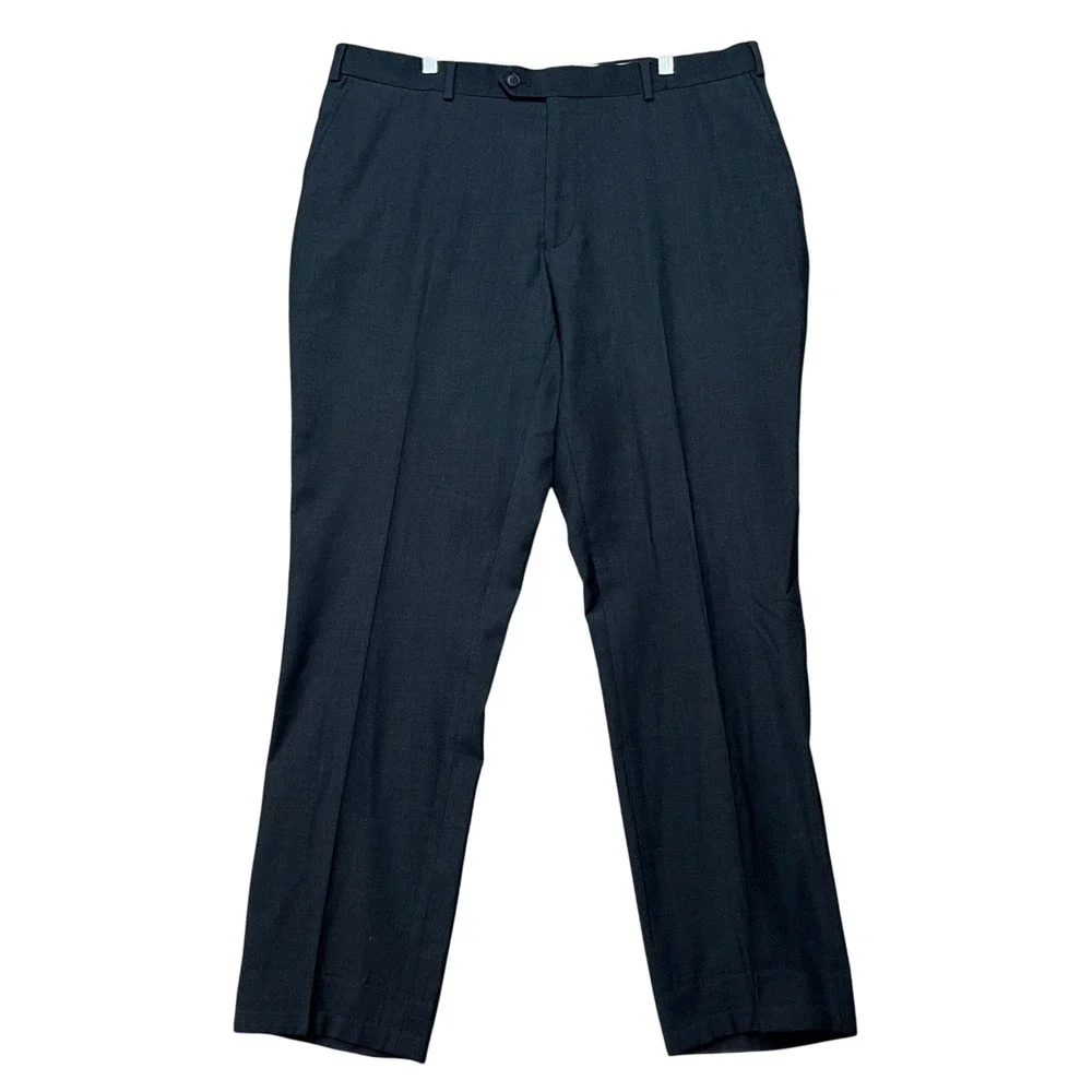 Charles Tyrwhitt Dress Pants Men 40U Charcoal Gray Straight Leg Wool Flat Front